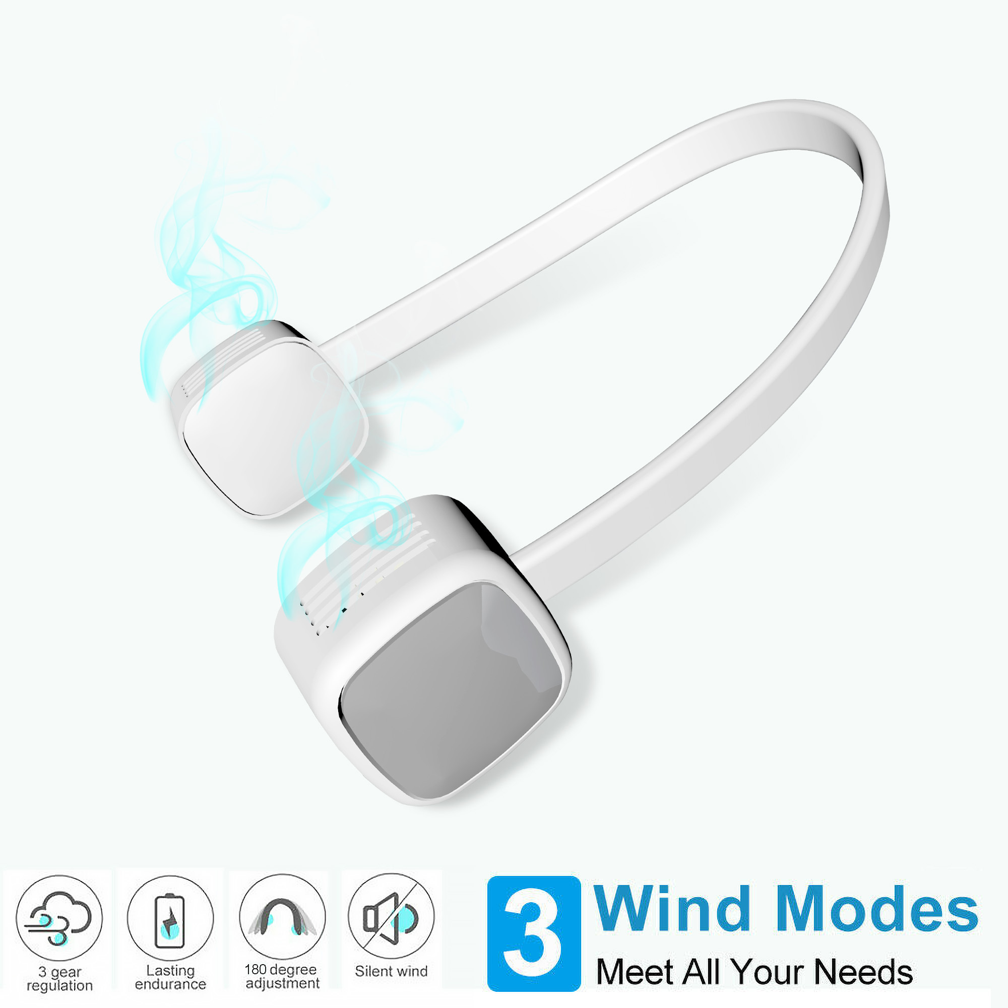 Vivzone Portable Neck Fan Rechargeable Bladeless Cooling Neck FanWhite