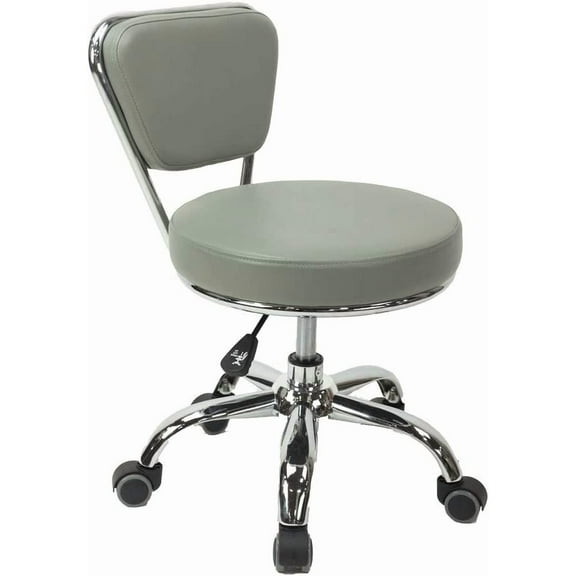 MAYAKOBA Dayton Rolling Stool with Backrest – Storm Gray Pneumatic Seat, Adjustable Height 13"-15", Ergonomic Design for Home Office, Garage, Gardening, Lab, School, Mechanic Tasks