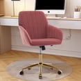 thumbnail image 2 of Xukmct Velvet Office Chair Task Chair with Wheels, 360 Degree Swivel Computer Chair Desk Chair for Living Room, Bedroom, Office, Rose Red+Gold, 2 of 10