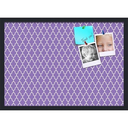 PinPix 27x19 Custom Cork Bulletin Board Quatrefoil Purple Poster Board Has a Fabric Style Canvas Finish Framed in Quatrefoil Purple by ArtToFrames (PinPix-282)