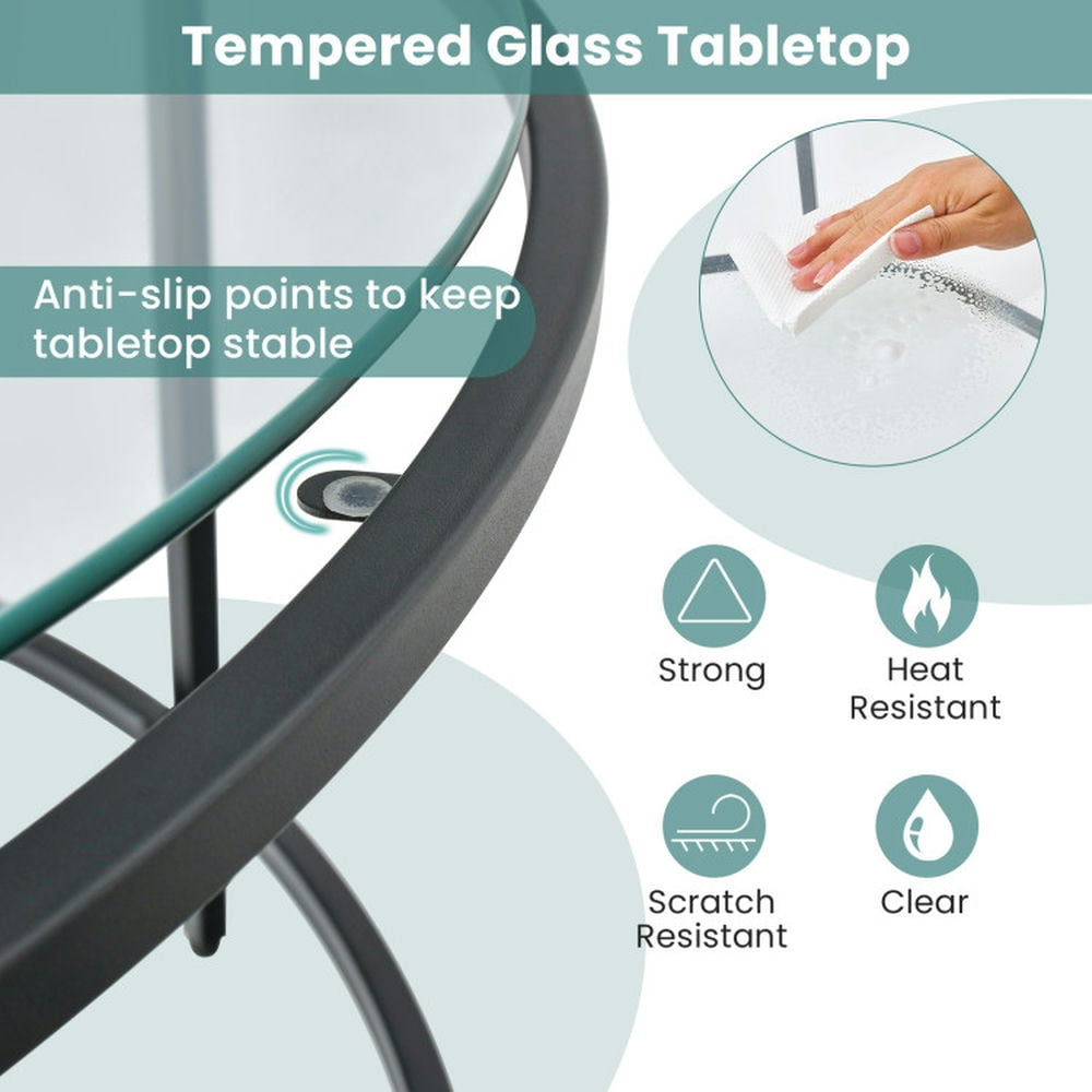 Finihen Coffee Table, Tempered Glass Coffee Table, 36 Inch Round Coffee Table with Tempered Glass Tabletop, for Living Room, Reception Room, Black Finihen Coffee Table, Tempered Glass Coffee Table, 36 Inch Round Coffee Table with Tempered Glass Tabletop, for Living Room, Reception Room, Black