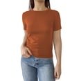 thumbnail image 2 of Tittly T Shirts for Women Going Out Tops Women's Casual Basic Going Out Crop Tops Slim Fit Short Sleeve Crew Neck Tight T Shirts Spring Tops for Women Tshirts Shirts RD2 L, 2 of 6