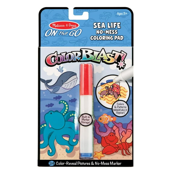 Melissa & Doug On the Go ColorBlast! Activity Book: Sea Life - 24 Pictures and No-Mess Pen