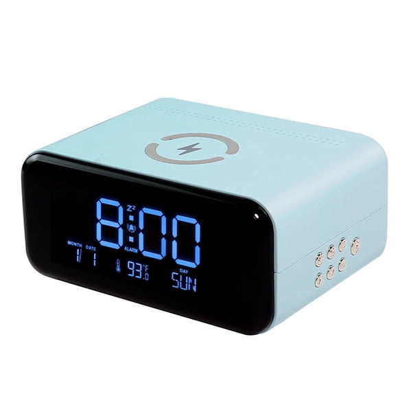 Altavoces Bluetooth Inalámbrico Nuevo Reloj de Alarma Inteligente de Pantalla Grande Altavoz Bluetooth Carga Inalámbrica de 10W Luz Nocturna Caliente Trasera Reloj de Alarma con Carga Inalámbrica