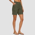 thumbnail image 3 of vigerkar High Waisted Shorts Women Cotton Button Detail Casual Shorts Vacation Short Pants with Pockets, Lightweight Classic Fit Summer Beach Travel (Dark Green, 3XL), 3 of 7