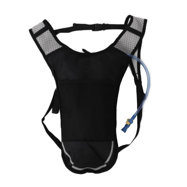 Mochila de hidratación ligera, transpirable y multifuncional con bolsa de agua de 2 l y pajita para correr, senderismo y ciclismo (plata)