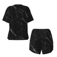thumbnail image 5 of Naloa Black Marble Texture Abstract Women's Short-Sleeved Pajama Set, Loungewear, Summer pajamas, Breathable Cozy - Small, 5 of 9