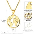 thumbnail image 6 of ChicSilver Coin Necklace 14K Gold Plated World Map Charm Round Pendant Earth Disc Pendant Necklace Sterling Silver | Clearance, 6 of 8