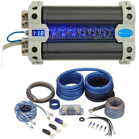 Rockville RFC30F 30 Farad Voltage Display Capacitor+100% OFC Amp Kit