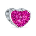 thumbnail image 4 of Bling Jewelry Womens Set of 2 I Love You Princess Heart & Solid Pink Crystal Bead Charm Silver, 4 of 5