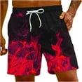 thumbnail image 1 of Penkiiy Shorts de Carnaval, Shorts de Basketball pour Hommes Shorts de Sport Décontractés Imprimé Graphique en Maille Flamme Short de Course 2TG Rouge, 1 of 9