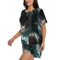 thumbnail image 2 of Lsque Wave Ocean Animal Shark Women's Short-Sleeved Pajama Set - 2 Piece Soft and Lightweight Sleepwear Set-3X-Large, 2 of 9