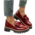 thumbnail image 5 of Bkhluea Women Patent Bow Chunky Platform Loafers Slip On Comfortable Footwear For Office Work Daily Casual Outdoor Activities, 5 of 7