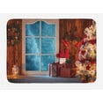 thumbnail image 1 of Christmas Bath Mat, Xmas Scenery in House with Frozen Window Traditional Ritual Annual Festive Design, Non-Slip Plush Mat Bathroom Kitchen Laundry Room Decor, 29.5 X 17.5 Inches, Red Blue, Ambesonne, 1 of 2