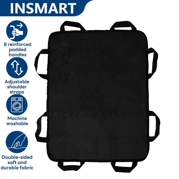 INSMART Positioning Bed Pad with 8 Reinforced Handles – 48" x 40" Multipurpose Patient Transfer Sheet for Safe Lifting, Turning & Repositioning – Ergonomic, Durable & Machine Washable