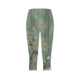 thumbnail image 4 of Womens Soft Yoga Pants for Floral Print High Waist Pants Knee Length Slim Fit Yoga Cropped Trouser Leggings for Women Running Gym and Workout, 4 of 5