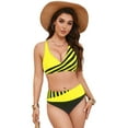 thumbnail image 4 of Wamejoo Womens Two Piece Swimsuits Wrap Front Bikini High Waisted Bottom Tummy Control Bathing Suits Vintage Print Swimwear (Yellow, 3XL), 4 of 9