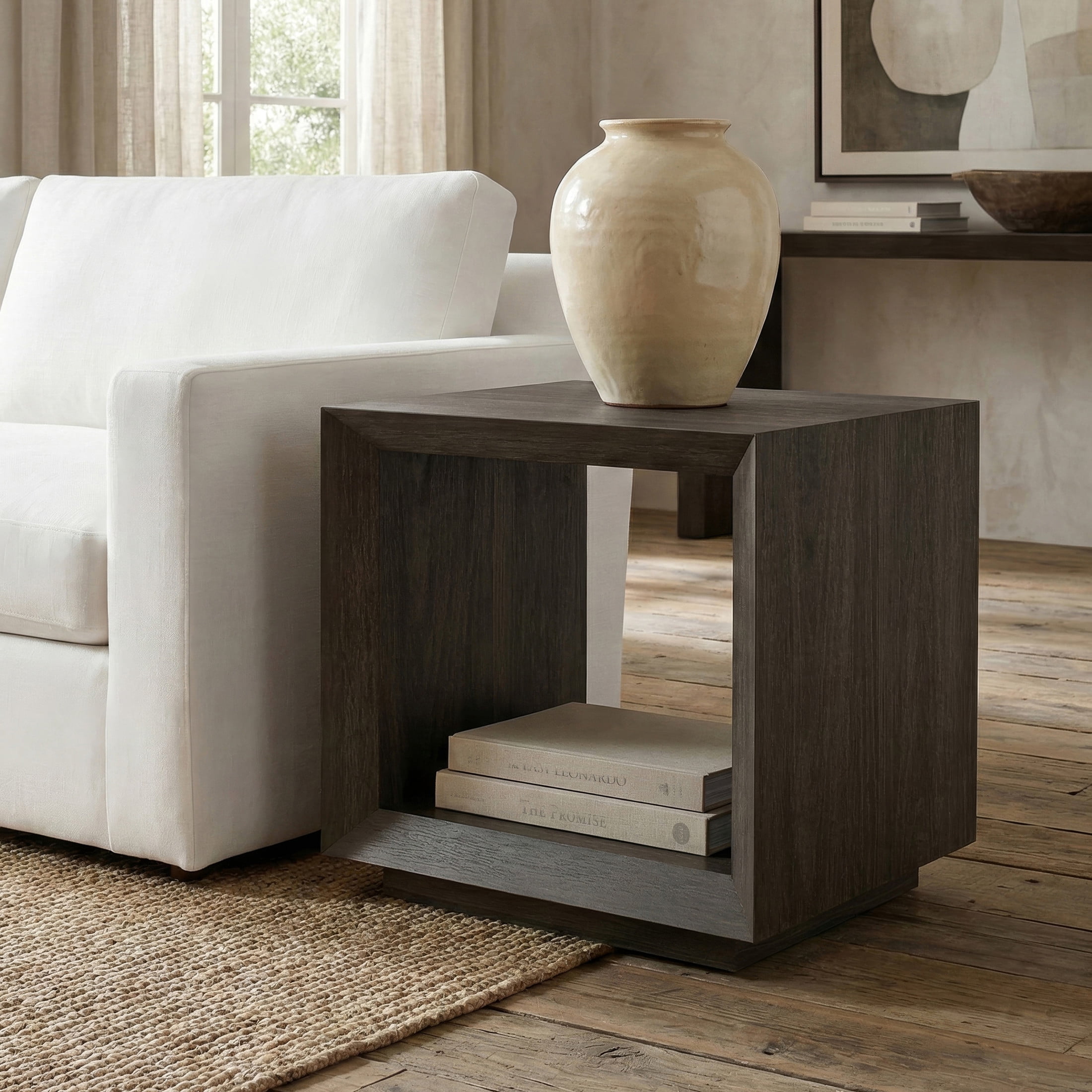 Evelyn&Zoe Modern/Contemporary 22" Wide Alder Brown Side Table