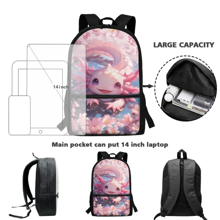 バッグ uou cute bag Yuyamidu Cute Axolotl Backpack with Lunch Box for Kids 7-8 Girls