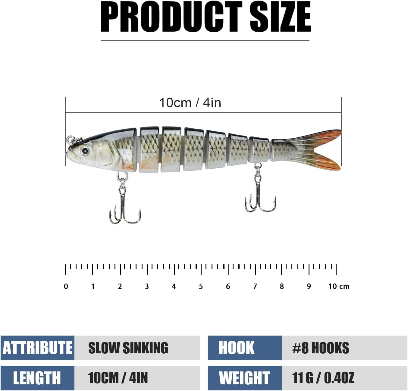TRUSCEND Swimmax Fishing Lure with BKK Hook， Easy Catch: Wiggling, Vibrating, Rattling with Noise, Heavy-Duty Dyneema Fiber Jointed Swimbait for Bass, Trout, Crappie，Ideal for Family Fishing