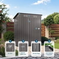 thumbnail image 5 of AENKYO 5x3 FT Outdoor Metal Storage Shed with Vents, Waterproof Steel Tool Shed for Garden, Patio, or Backyard, Dark Gray, 5 of 8
