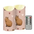 thumbnail image 2 of Capybara and Valentine Hearts Flickering Flameless Candles with Remote Timer Battery Operated LED Tealight Set of 2 M, 2 of 8