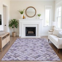 Addison Rugs Mayfield Premium Machine Washable Transitional Geometric Lavender Rectangle Rug, 3' x 5'