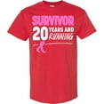 thumbnail image 3 of Inktastic Breast Cancer Survivor 20 Years and Running with Pink Ribbon T-Shirt, 3 of 5