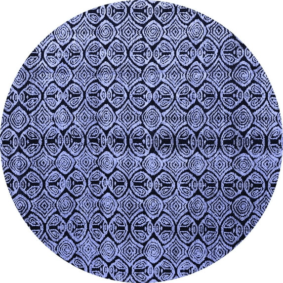 Ahgly Company Indoor Round Abstract Blue Modern Area Rugs, 5' Round