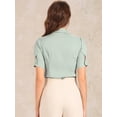 thumbnail image 4 of DARING DIVA Office Blouse Button Down Short Sleeve Bodysuit M Light Green, 4 of 6