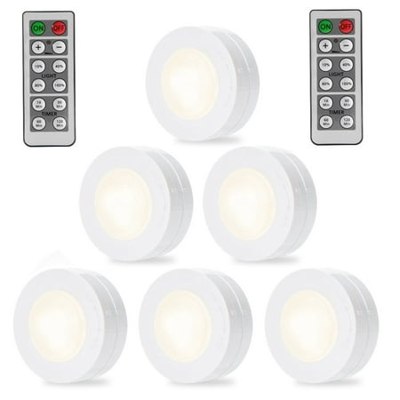 Wireless LED Puck Lights, Closet Lights Battery Operated with Remote Control, Kitchen Under Cabinet Lighting Wireless, 4000K Natural White - 6