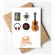 thumbnail image 1 of Auriculares microfono guitarra patron CD Musica Nota en blanco del sobre de la tarjeta de agradecimiento, 1 of 4