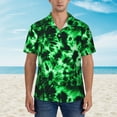 thumbnail image 2 of Honeii Green Tie Dye Print Men’s Hawaiian Shirt,Classic Button-Down Short Sleeve Shirt, for Beach, Vacation, and Outdoor Activities,Small, 2 of 7