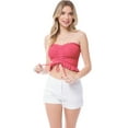 thumbnail image 3 of Made by Olivia Women's Sexy Frill Knot Front Knit Strapless / Strap Tube Crop Top, 3 of 6