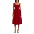 thumbnail image 1 of EYIIYE Femmes Été Midi Cami Robe Dames Robe de Cocktail Sans Manches Taille Haute Décontracté Robe de Soirée Couleur Unie pour Fête Vacances, 1 of 9