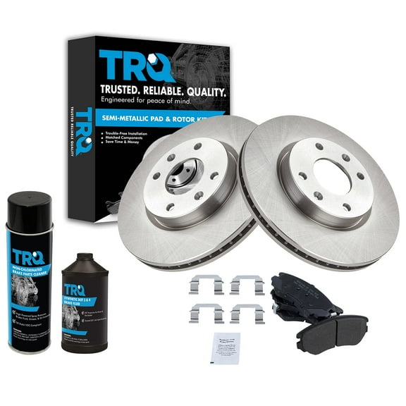 TRQ Brake Pad Rotor Kit Semi Metallic Front w/Chemicals BKA15864