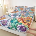 thumbnail image 3 of Manfei Boho Sunflower Full Size Sheets,Rustic Flower Floral Bed Sheets,Watercolor Country Plant Sheet Sets For Kids,Luxury Bedroom Decor,4 Pieces, 3 of 7