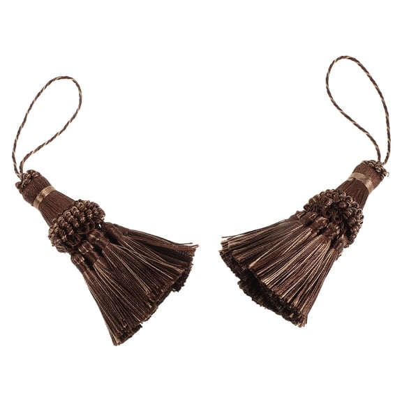ETEREAUTY 2-Pack Handmade Coffee Curtain Tiebacks Tassel Decorative Holdbacks for Drapery Window Upgrade