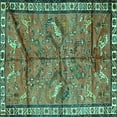 thumbnail image 1 of Ahgly Company Machine Washable Indoor Square Animal Turquoise Blue Traditional Area Rugs, 8' Square, 1 of 4