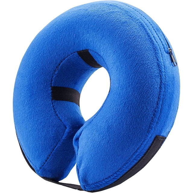 Collar inflable protector para gatos y perros: el collar de reentrenamiento suave para mascotas no bloquea la visión del collar E (grande, azul)
