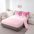 thumbnail image 3 of 7 Pcs Pink Cherry Bowknot Comforter Queen,Bow Tie Girly Princess Women Bedding Set,Glitter Starry Sky Gradient Sweet Dreamy（Comforter+Fitted+Flat+2 Pillowcases+2 Throw Pillow Covers）, 3 of 5