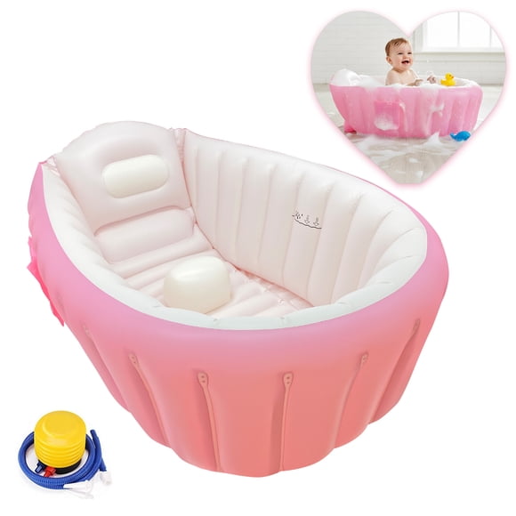Bañera Inflable para Bebé EcoBaby Original Rosa con Bomba de Inflado
