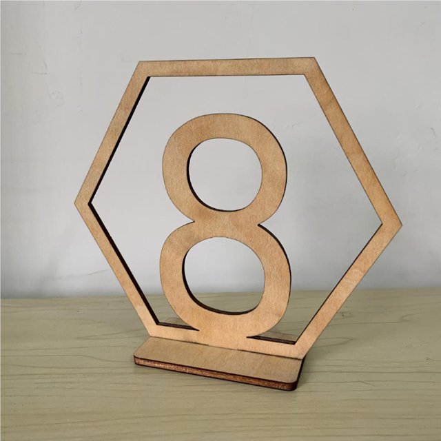 VONKY Wood Table 1-20 Number Sign Hexagonal Rustic Wedding Engagement Seat Ornament for Restaurant Catering Embellishments