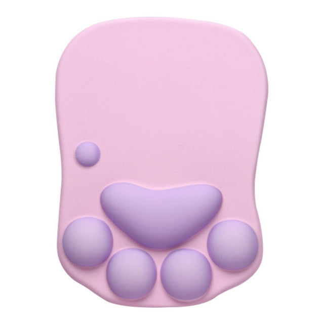 Alfombrilla de ratón con forma de pata de gato, antideslizante, suave, creativa, práctica y bonita. Rosa púrpura