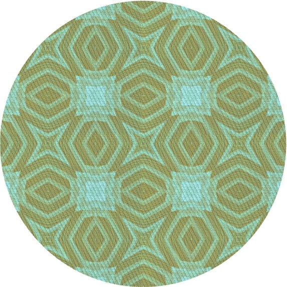 Ahgly Company Machine Washable Indoor Round Transitional Olive Drab Green Area Rugs, 3' Round