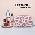 thumbnail image 4 of Bingfone Watermelon Print Leather Makeup Bag, Portable Hand-held Zipper Female Cosmetic Bag Toiletry Bag, Suitable for Home and Travel, 4 of 6