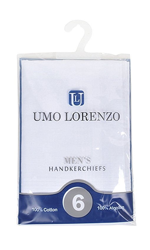 Men's White Cotton Handkerchiefs 6-Pack by Umo Lorenzo
