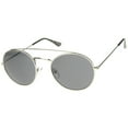thumbnail image 2 of sunglassLA Unisex Retro Fashion Minimal Thin Metal Brow Bar Round Sunglasses (Silver / Smoke) - 52mm, 2 of 4
