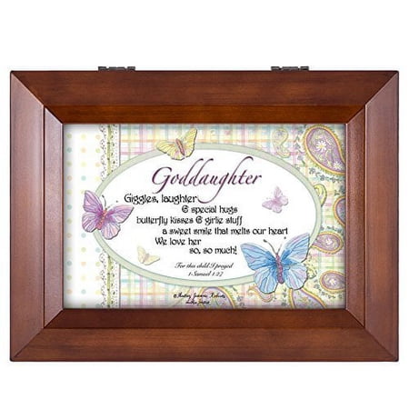 Goddaughter Butterflies We Love Her Wood Finish Music Box-You Are My Sunshine Goddaughter Butterflies We Love Her Wood Finish Music Box-You Are My Sunshine