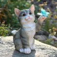 thumbnail image 1 of Estatua de gato Animal Solar, adorno artístico, regalos de resina, decoración del hogar para jardín al aire libre Likrtyny Para estrenar, 1 of 8